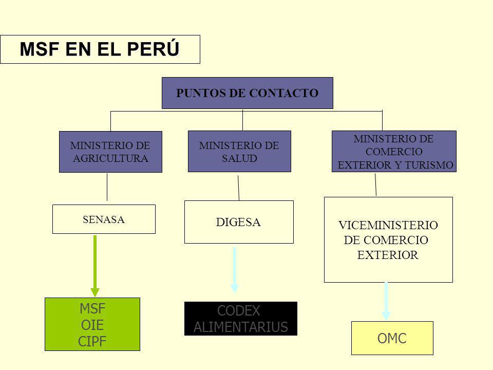 MSF EN EL PERÚ MSF CODEX OIE ALIMENTARIUS CIPF OMC PUNTOS DE CONTACTO