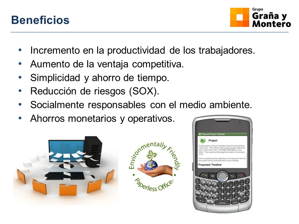 Beneficios Incremento en la productividad de los trabajadores.