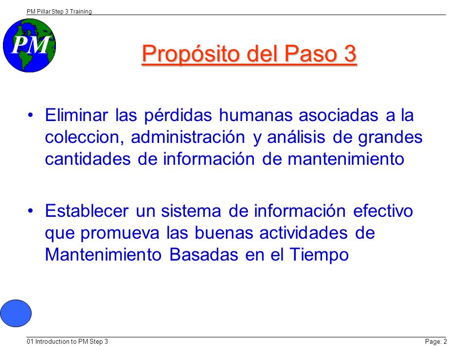PM Step 3 Trainining 9/8/03. Propósito del Paso 3.
