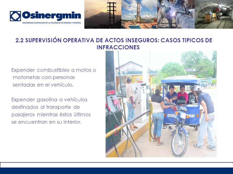 2.2 SUPERVISIÓN OPERATIVA DE ACTOS INSEGUROS: CASOS TIPICOS DE INFRACCIONES