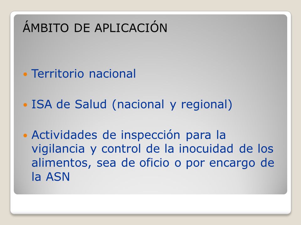ÁMBITO DE APLICACIÓN Territorio nacional. ISA de Salud (nacional y regional)