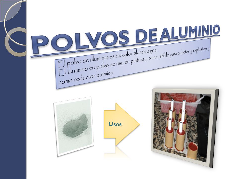POLVOS DE ALUMINIO El polvo de aluminio es de color blanco a gris.