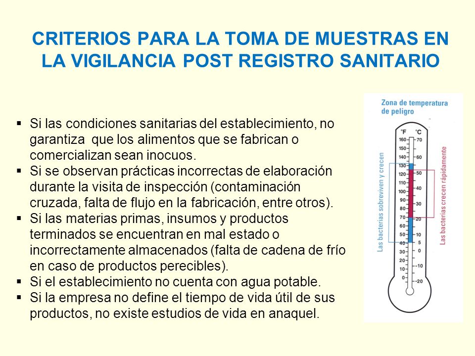 CRITERIOS PARA LA TOMA DE MUESTRAS EN LA VIGILANCIA POST REGISTRO SANITARIO