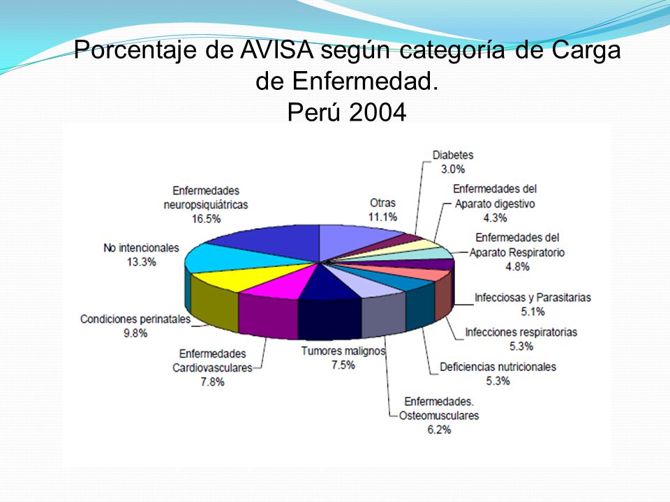 Porcentaje de AVISA según categoría de Carga de Enfermedad.