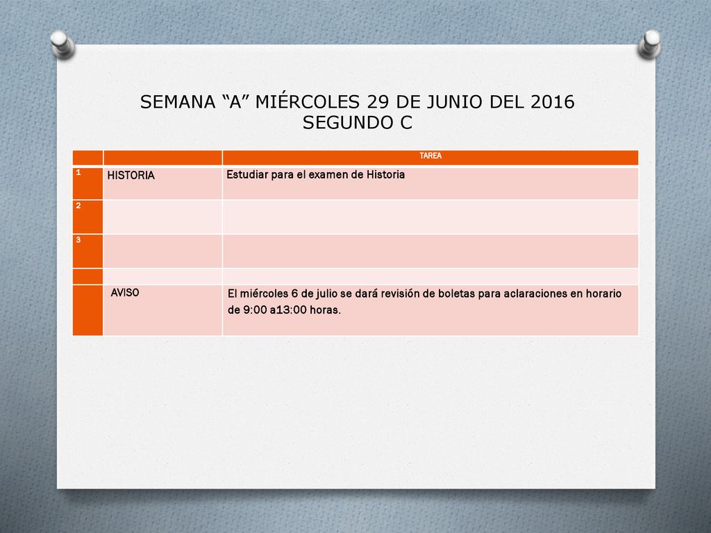 SEMANA A MIÉRCOLES 29 DE JUNIO DEL 2016 SEGUNDO C