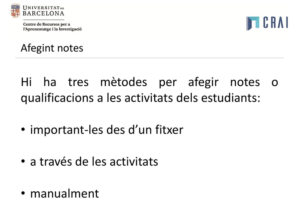 important-les des d’un fitxer a través de les activitats manualment