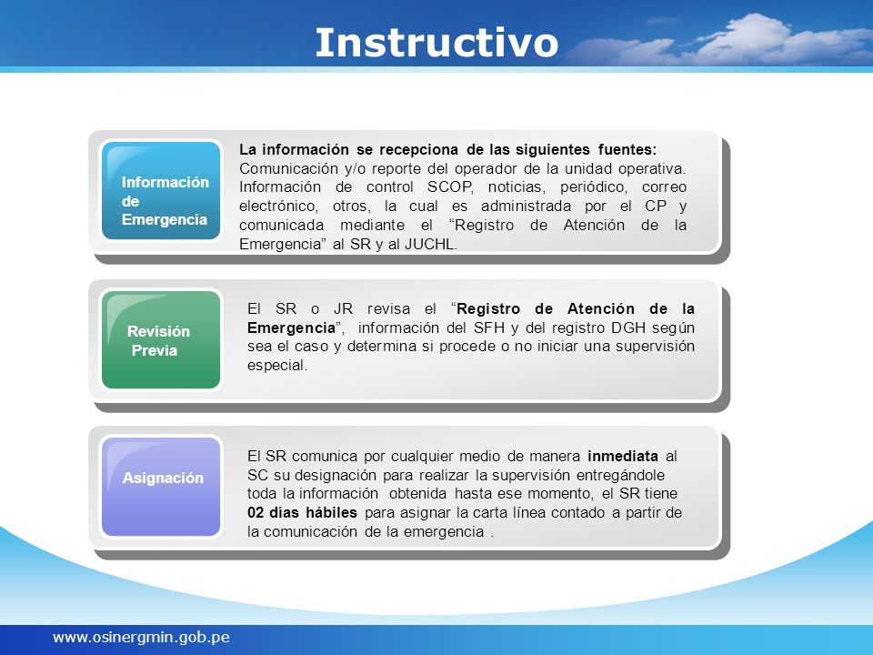Instructivo La información se recepciona de las siguientes fuentes: