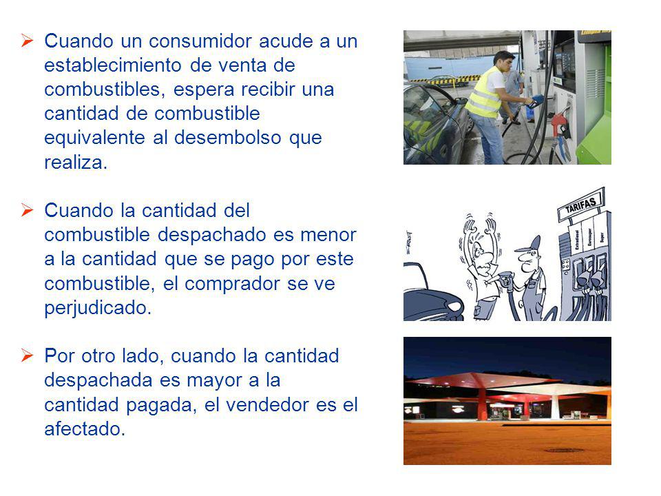 Cuando un consumidor acude a un establecimiento de venta de combustibles, espera recibir una cantidad de combustible equivalente al desembolso que realiza.
