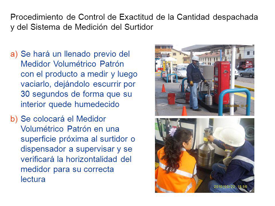 Procedimiento de Control de Exactitud de la Cantidad despachada y del Sistema de Medición del Surtidor