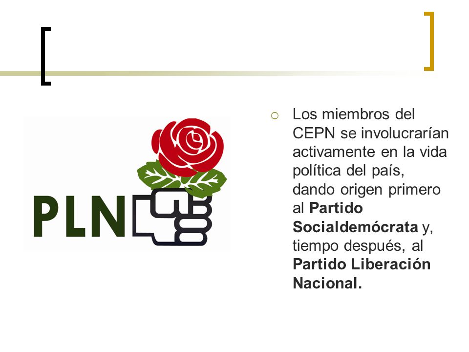 Los miembros del CEPN se involucrarían activamente en la vida política del país, dando origen primero al Partido Socialdemócrata y, tiempo después, al Partido Liberación Nacional.