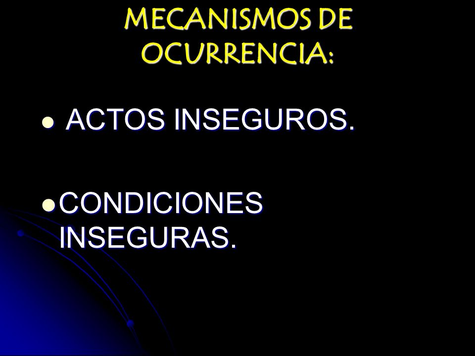 MECANISMOS DE OCURRENCIA: