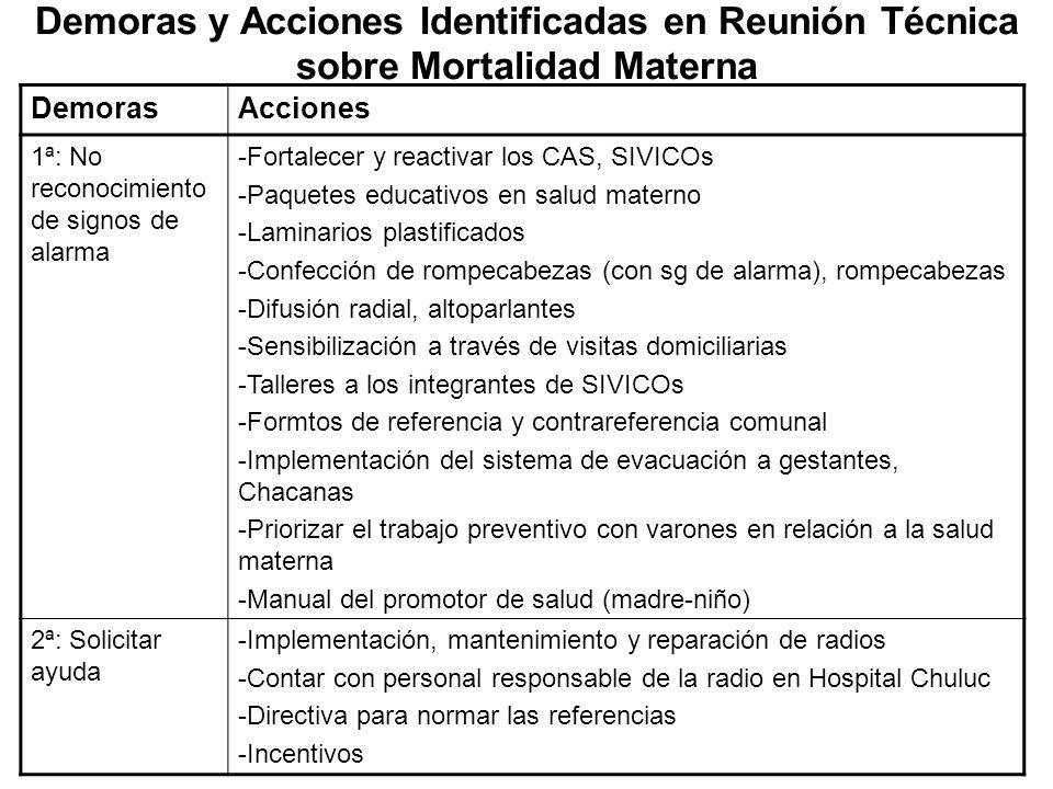 Demoras y Acciones Identificadas en Reunión Técnica sobre Mortalidad Materna