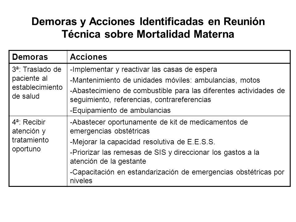 Demoras y Acciones Identificadas en Reunión Técnica sobre Mortalidad Materna