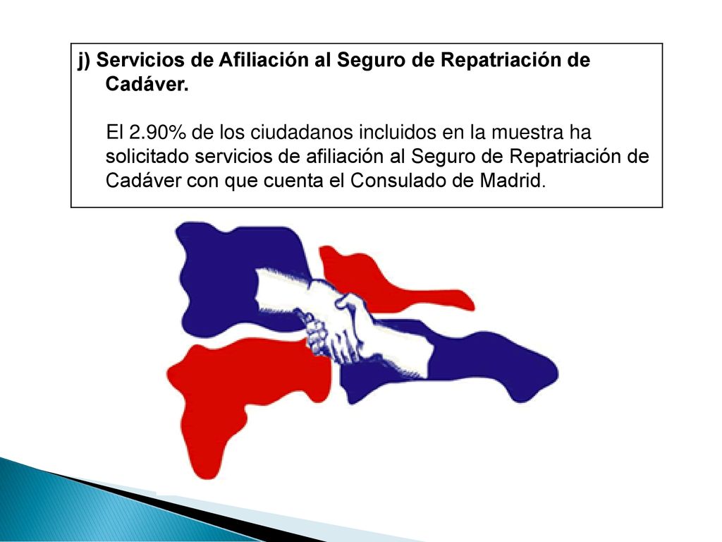 j) Servicios de Afiliación al Seguro de Repatriación de Cadáver.