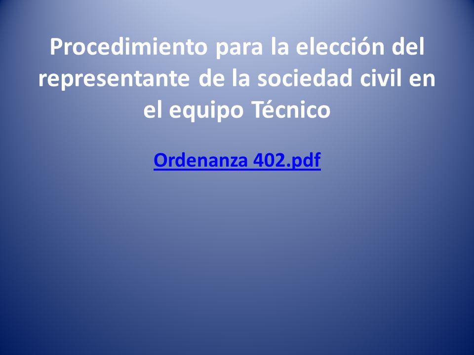 Procedimiento para la elección del representante de la sociedad civil en el equipo Técnico