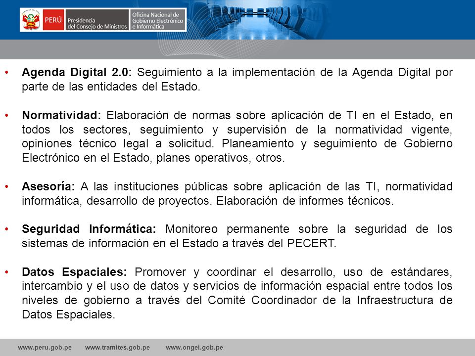 Agenda Digital 2.0: Seguimiento a la implementación de la Agenda Digital por parte de las entidades del Estado.