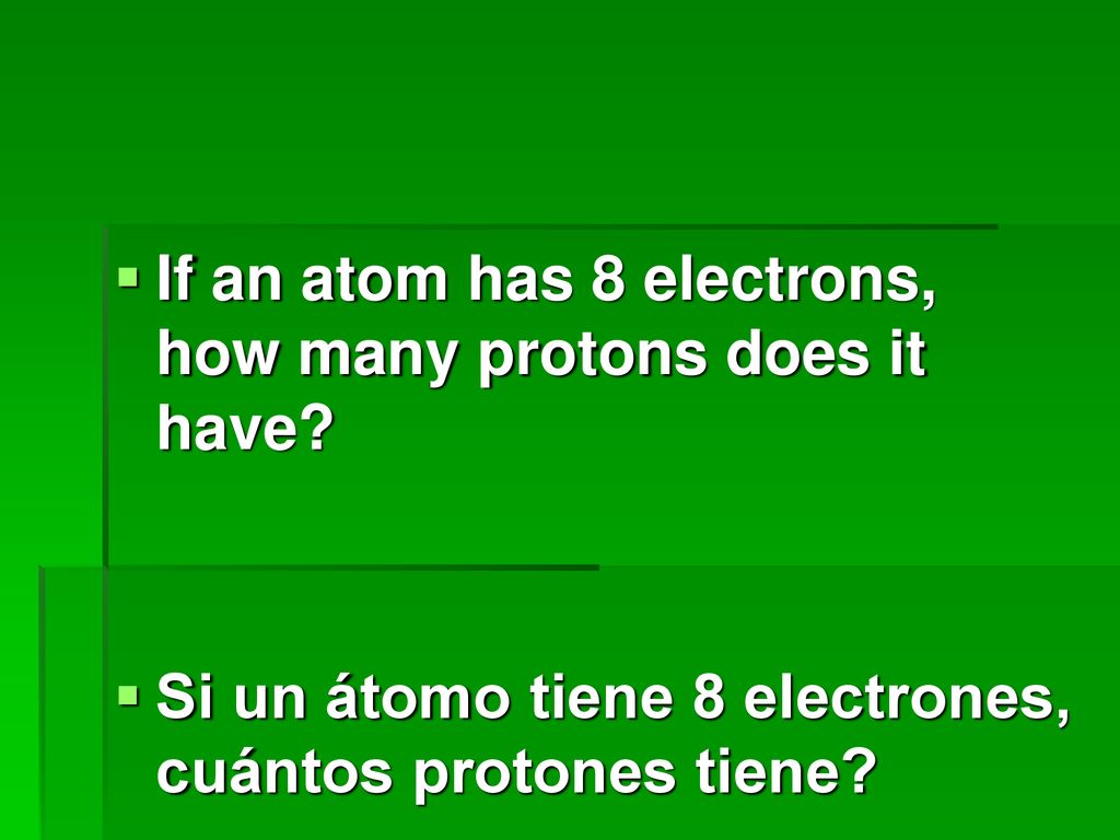 If an atom has 8 electrons, how many protons does it have