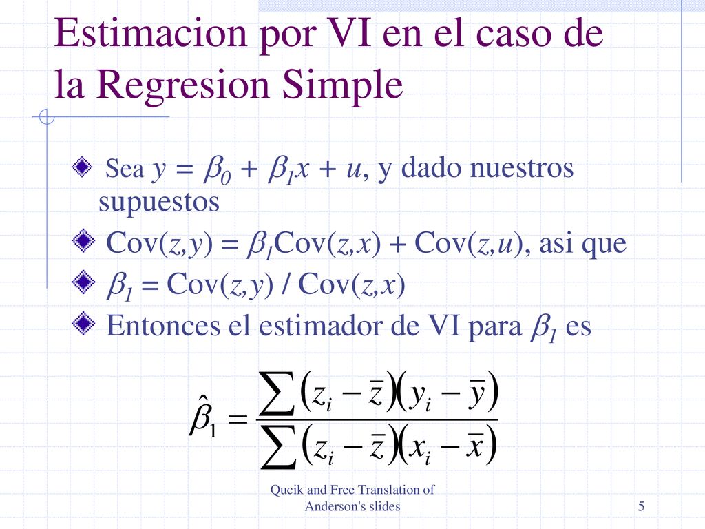 Estimacion por VI en el caso de la Regresion Simple