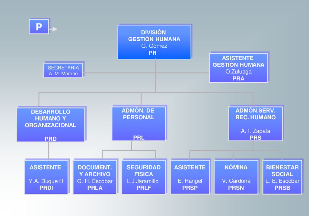 P PR DIVISIÓN GESTIÓN HUMANA G. Gómez PR ASISTENTE GESTIÓN HUMANA