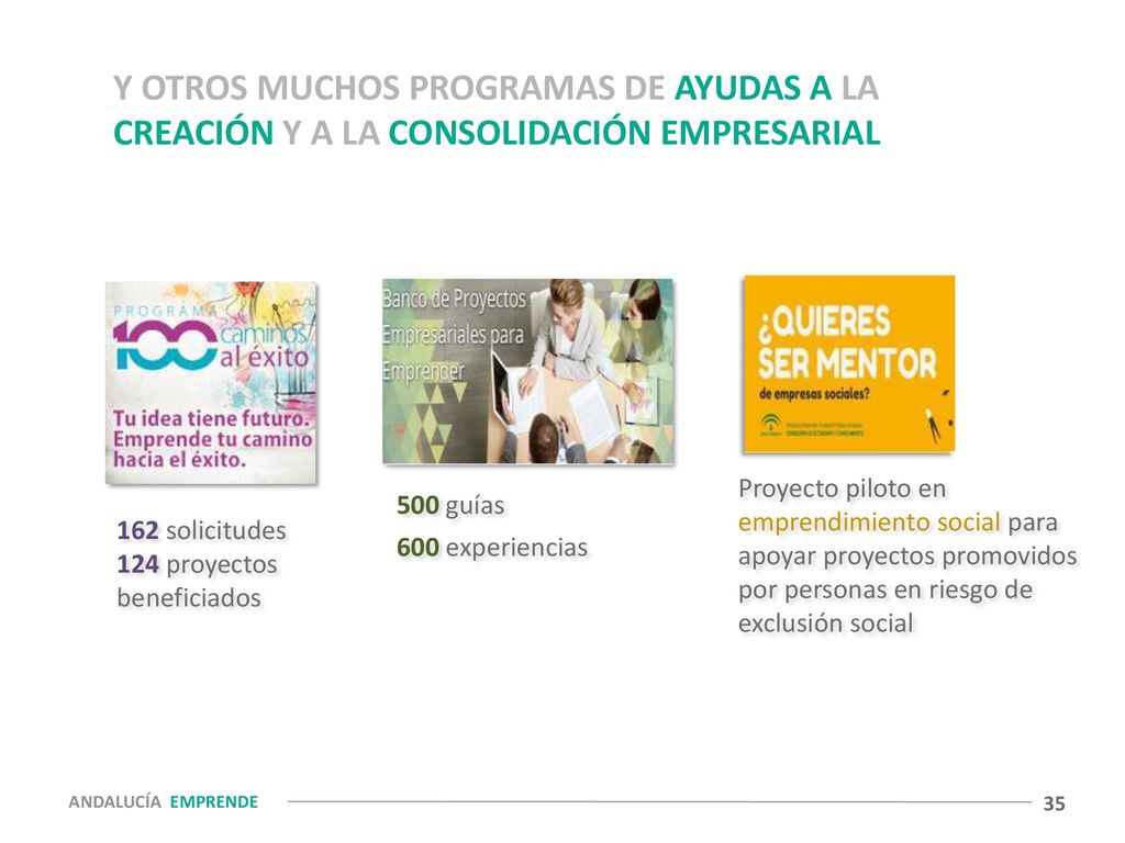 Y OTROS MUCHOS PROGRAMAS DE AYUDAS A LA CREACIÓN Y A LA CONSOLIDACIÓN EMPRESARIAL