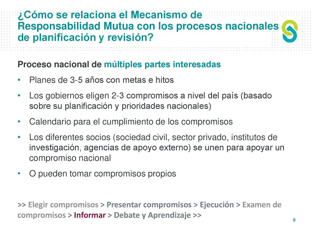 ¿Cómo se relaciona el Mecanismo de Responsabilidad Mutua con los procesos nacionales de planificación y revisión