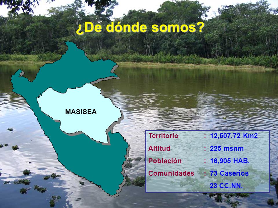 ¿De dónde somos MASISEA Territorio : 12, Km2 Altitud : 225 msnm