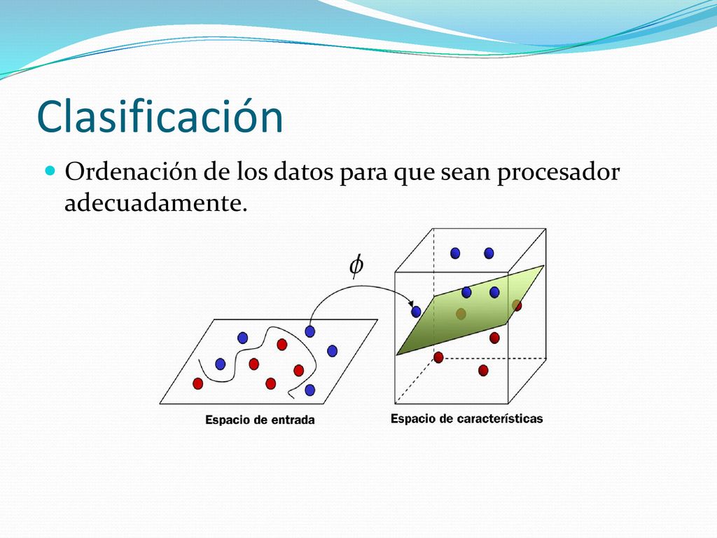 Clasificación Ordenación de los datos para que sean procesador adecuadamente.