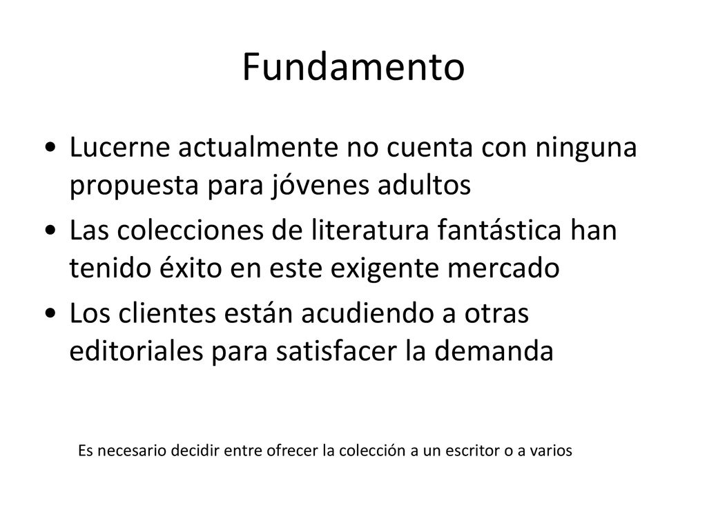 Fundamento Lucerne actualmente no cuenta con ninguna propuesta para jóvenes adultos.
