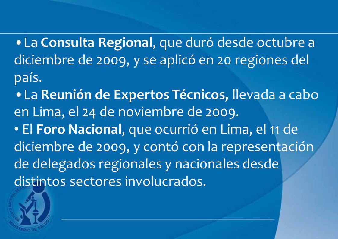 La Consulta Regional, que duró desde octubre a diciembre de 2009, y se aplicó en 20 regiones del país.
