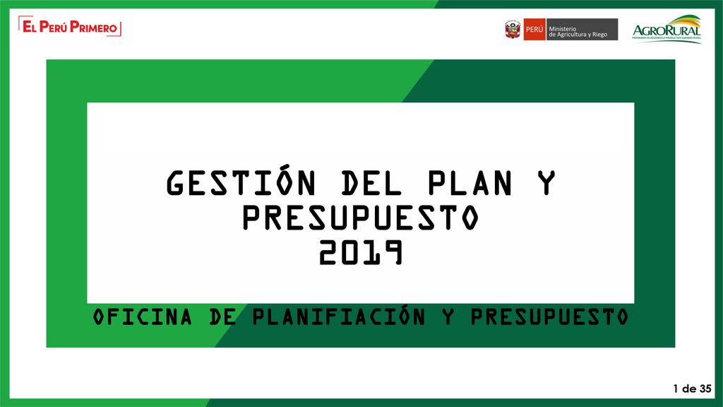GESTIÓN DEL PLAN Y PRESUPUESTO OFICINA DE PLANIFIACIÓN Y PRESUPUESTO