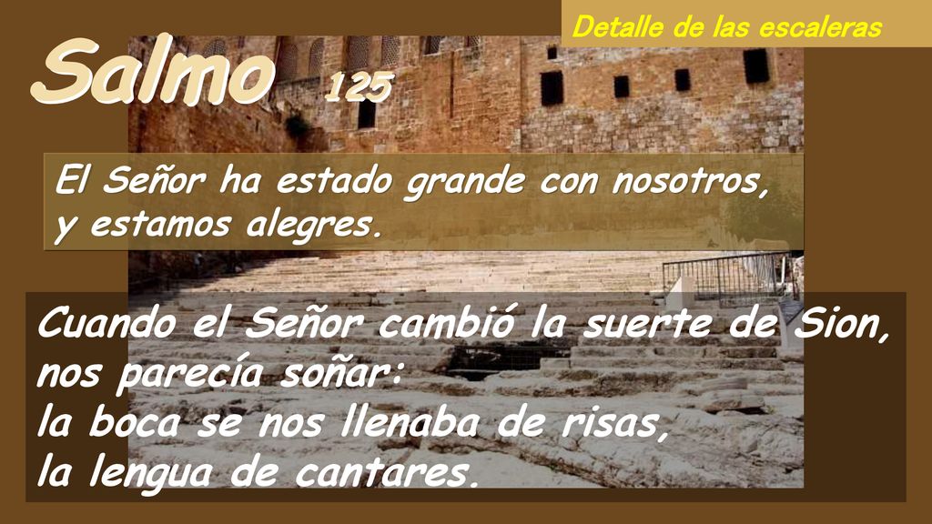 Salmo 125 Cuando el Señor cambió la suerte de Sion, nos parecía soñar: