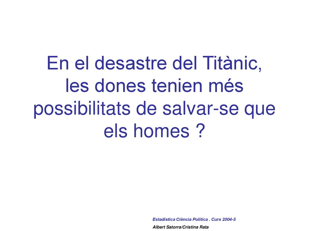 En el desastre del Titànic, les dones tenien més possibilitats de salvar-se que els homes