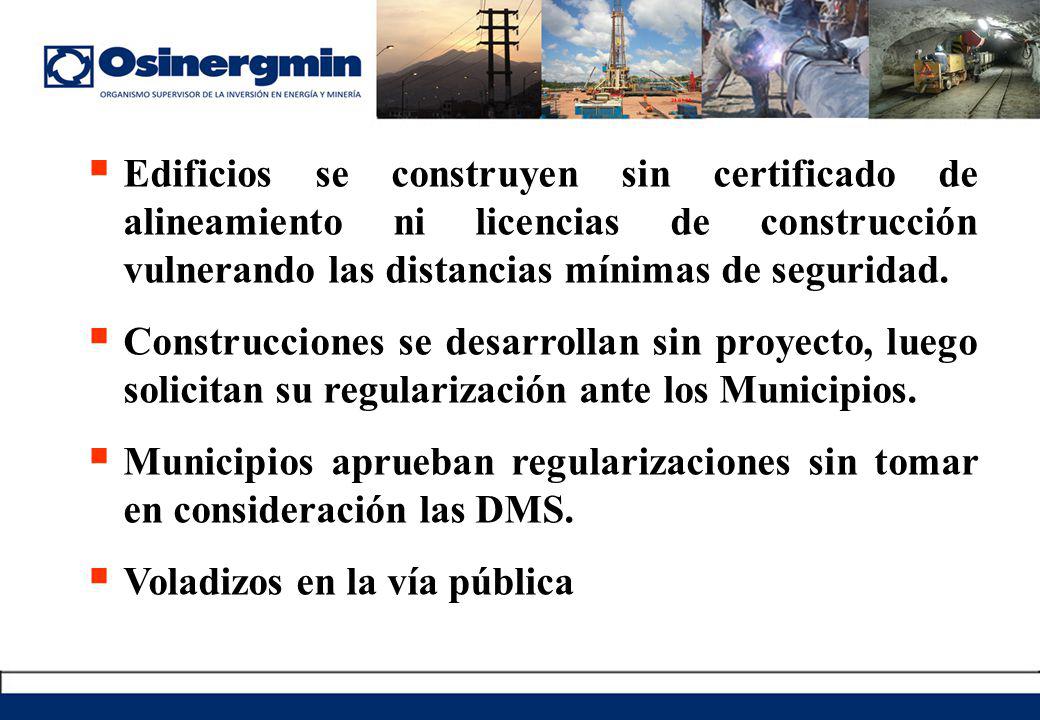 Edificios se construyen sin certificado de alineamiento ni licencias de construcción vulnerando las distancias mínimas de seguridad.