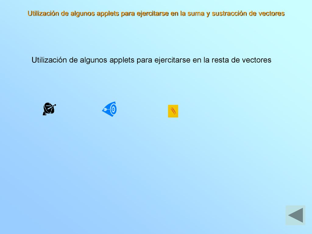 Utilización de algunos applets para ejercitarse en la suma y sustracción de vectores