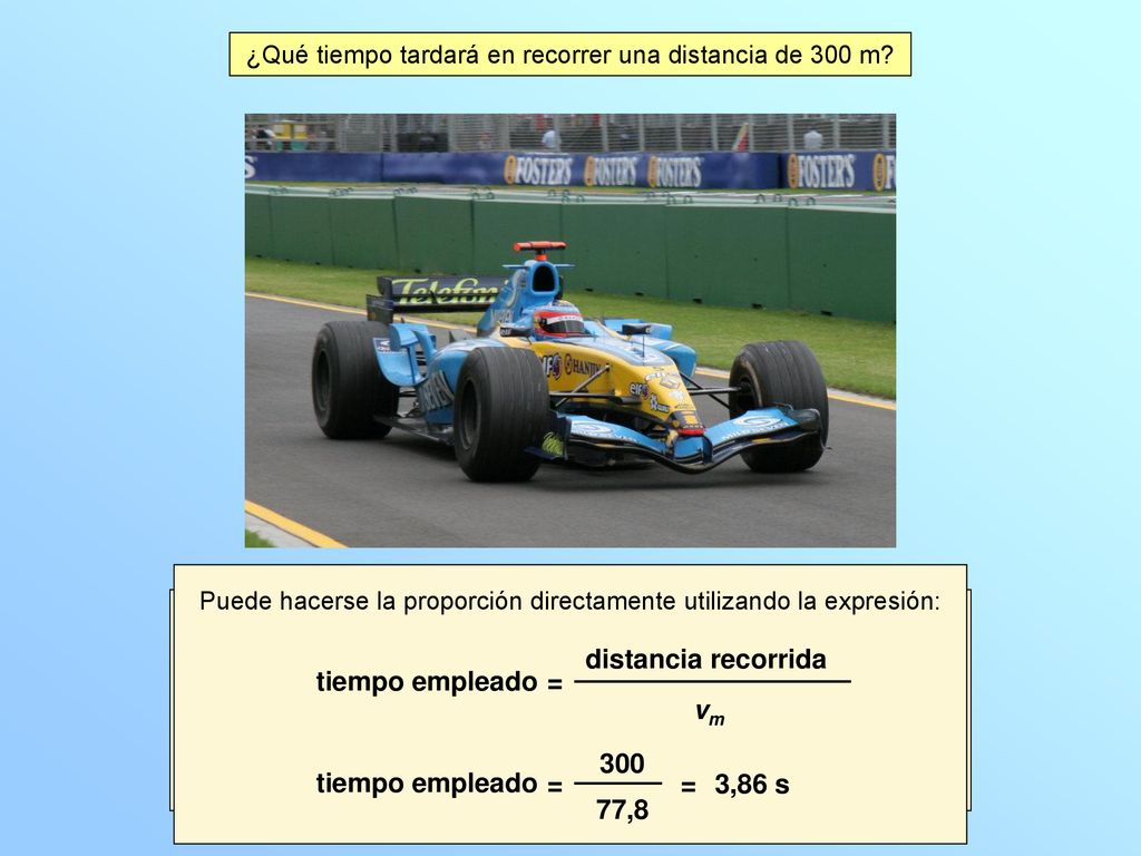 x = 3,86 segundos distancia recorrida tiempo empleado = vm
