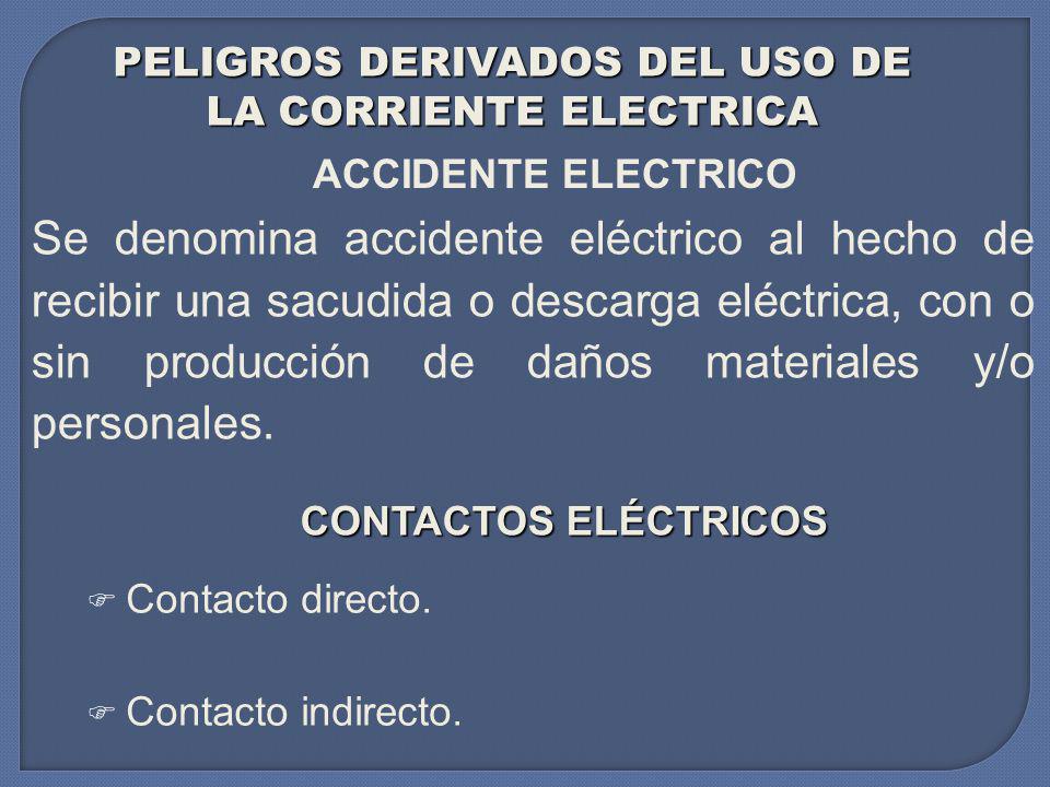 PELIGROS DERIVADOS DEL USO DE LA CORRIENTE ELECTRICA