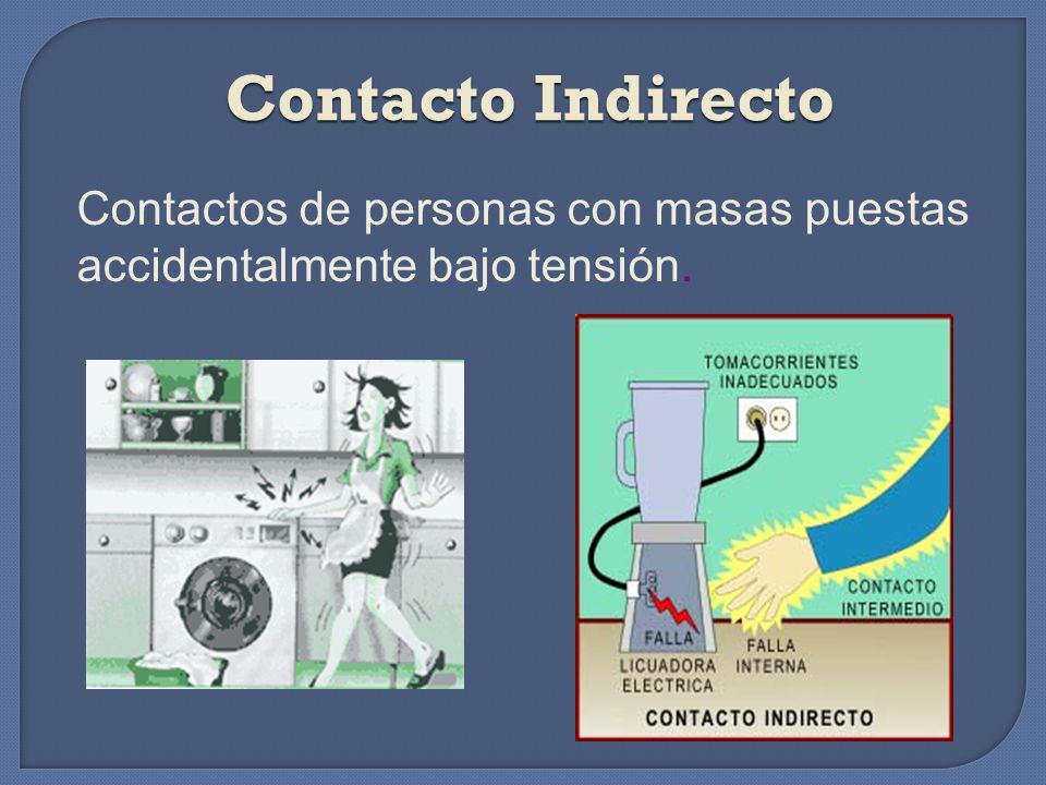Contacto Indirecto Contactos de personas con masas puestas accidentalmente bajo tensión.