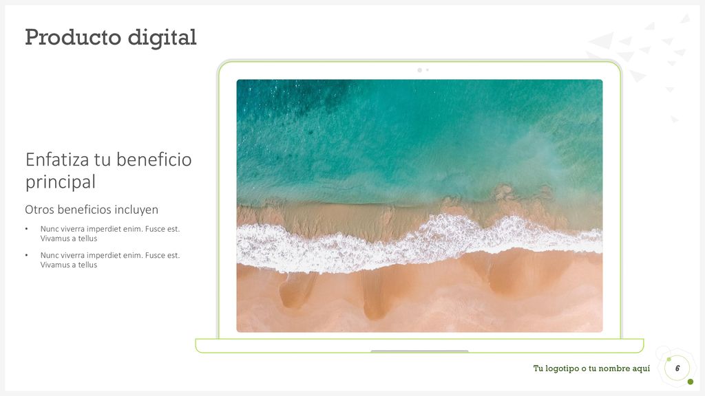 Producto digital Enfatiza tu beneficio principal