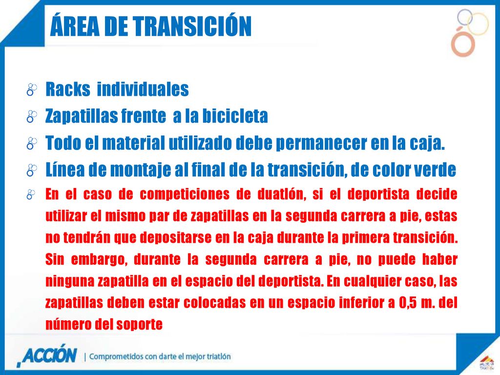 Área de transición Racks individuales Zapatillas frente a la bicicleta
