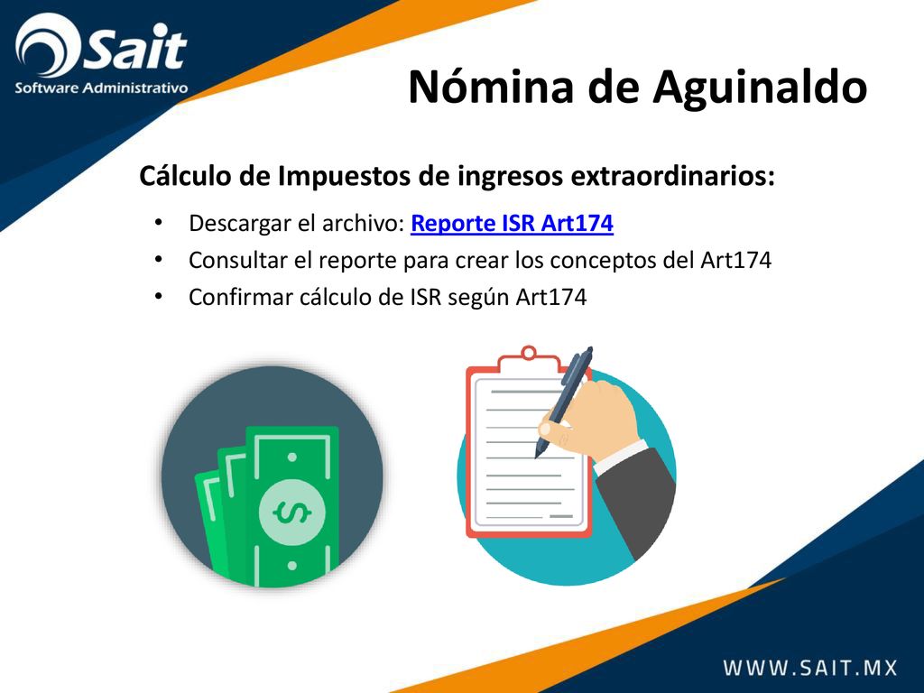 Nómina de Aguinaldo Cálculo de Impuestos de ingresos extraordinarios: