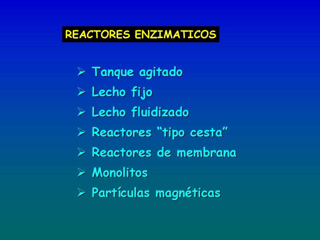 Reactores tipo cesta Reactores de membrana Monolitos