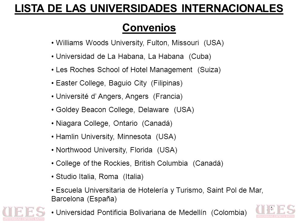 LISTA DE LAS UNIVERSIDADES INTERNACIONALES