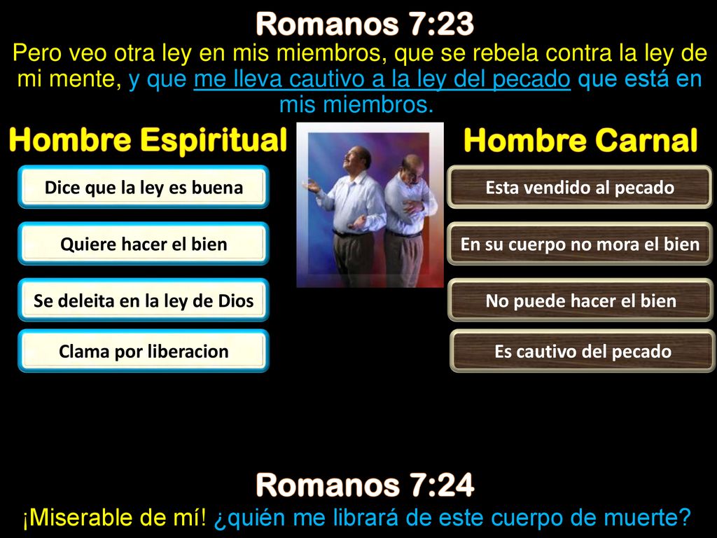 En su cuerpo no mora el bien Se deleita en la ley de Dios