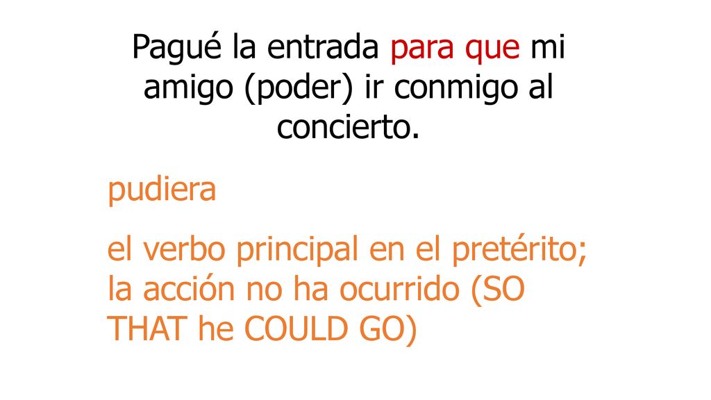 Pagué la entrada para que mi amigo (poder) ir conmigo al concierto.