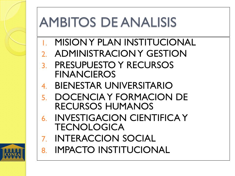 AMBITOS DE ANALISIS MISION Y PLAN INSTITUCIONAL