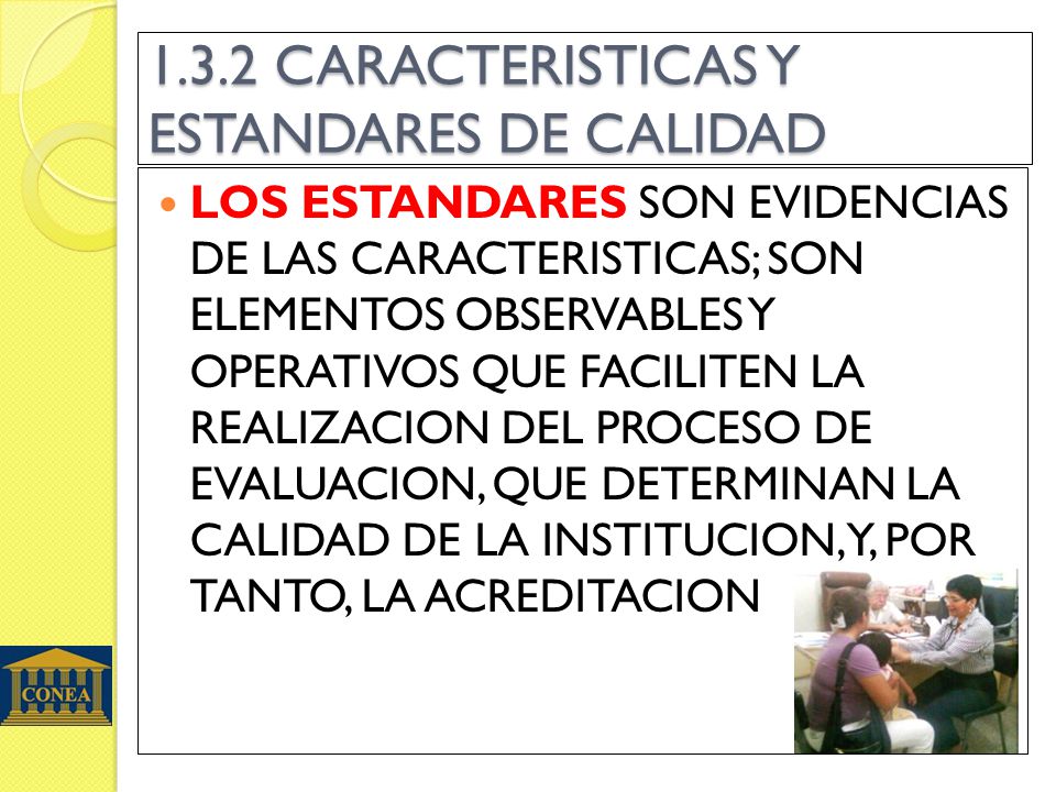 1.3.2 CARACTERISTICAS Y ESTANDARES DE CALIDAD