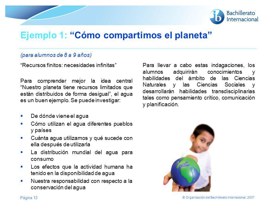 Ejemplo 1: Cómo compartimos el planeta (para alumnos de 8 a 9 años)
