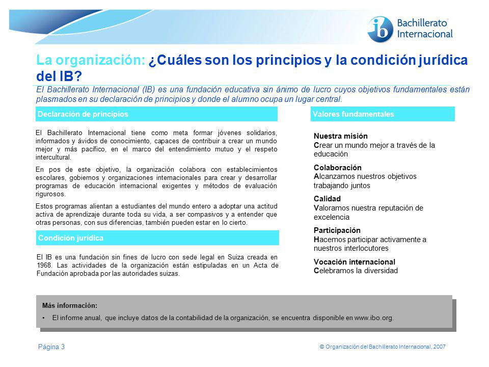 La organización: ¿Cuáles son los principios y la condición jurídica del IB