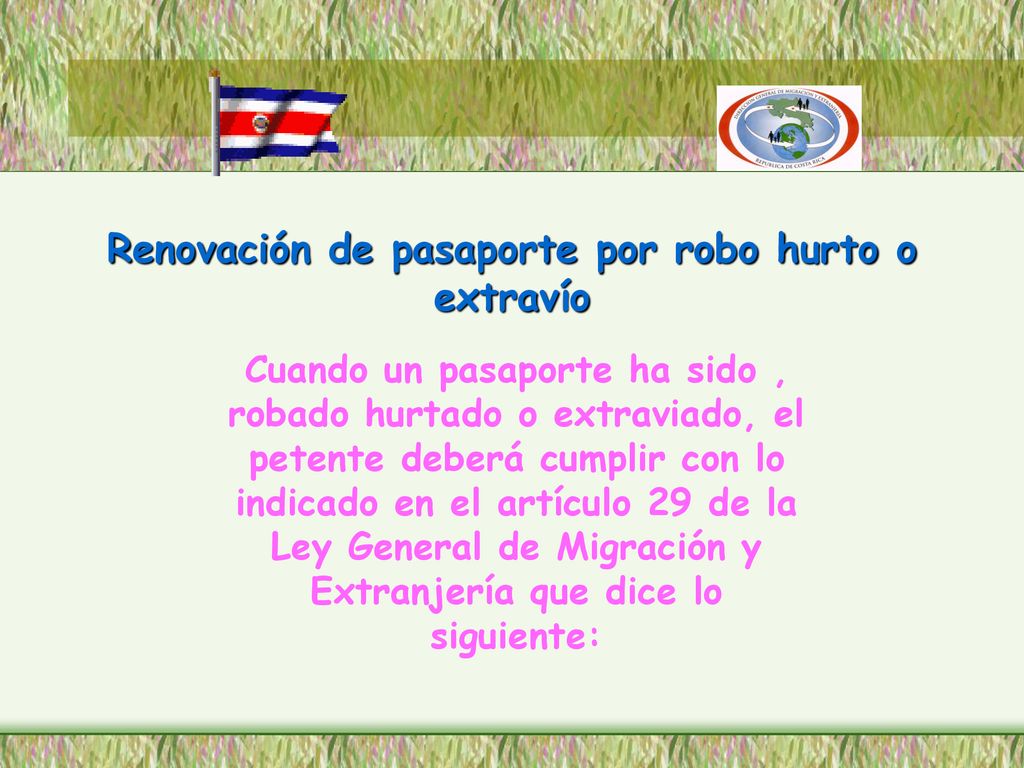 Renovación de pasaporte por robo hurto o extravío