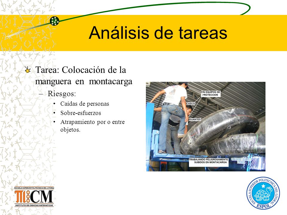 Análisis de tareas Tarea: Colocación de la manguera en montacarga